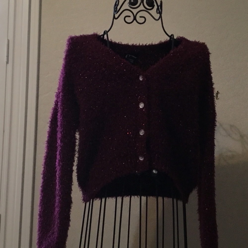 Girls size 12 fuzzy maroon sweater